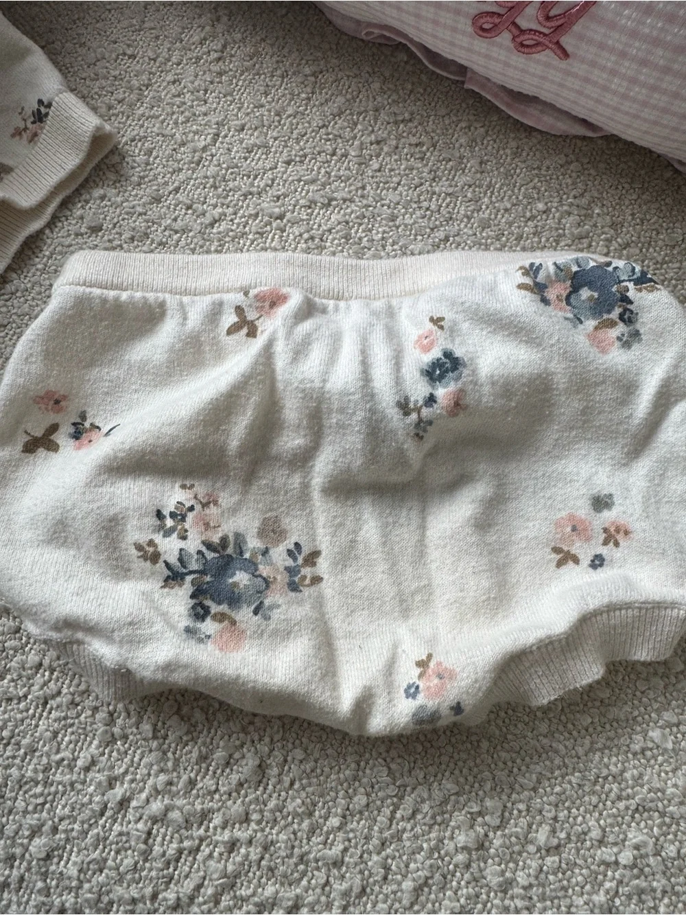 Carter's Cream Floral Knit Top & Bloomers Set